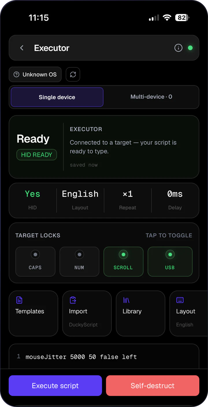ZeroTrace Mobile: HID script executor