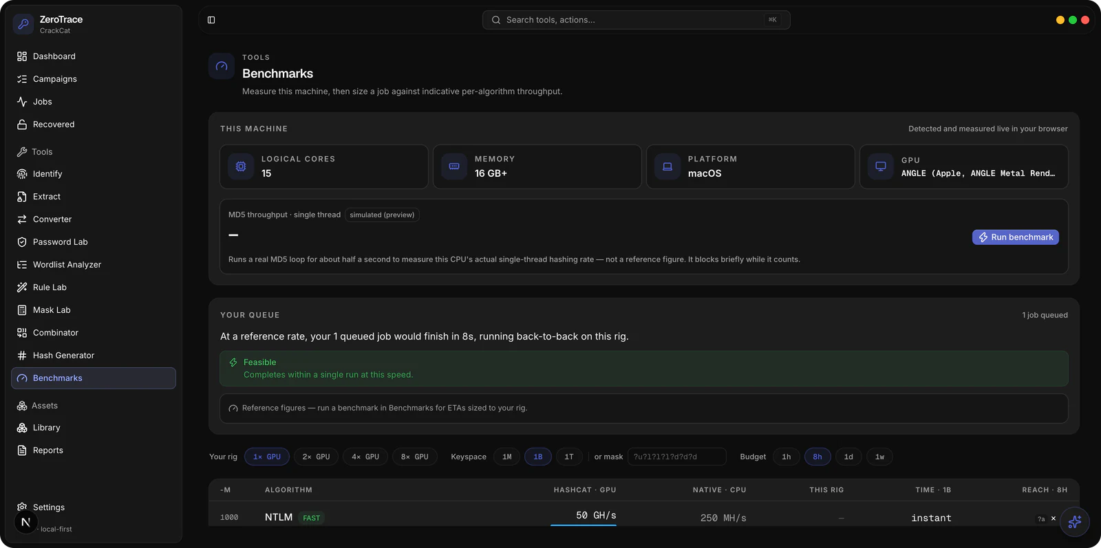 CrackCat-app: Benchmarks