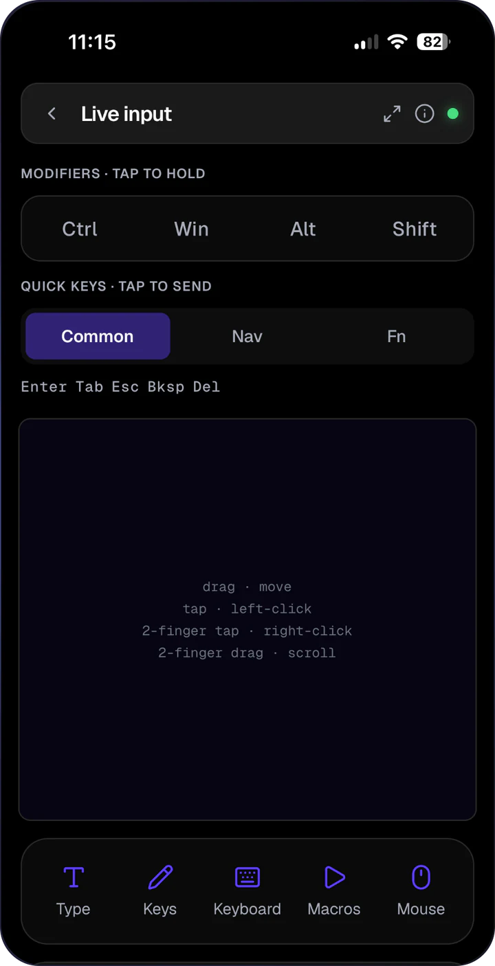Kit-App: Live-Eingabe